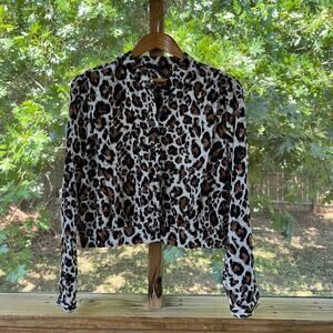 Rachel Roy Women's Cropped Animal Print Lightweight Jacket Size M. NEW